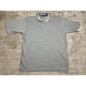 Chesterfield Polo Shirt Mens 2XL Gray Striped Short Sleeve Pocket Relaxed Fit